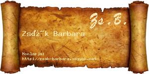 Zsák Barbara névjegykártya